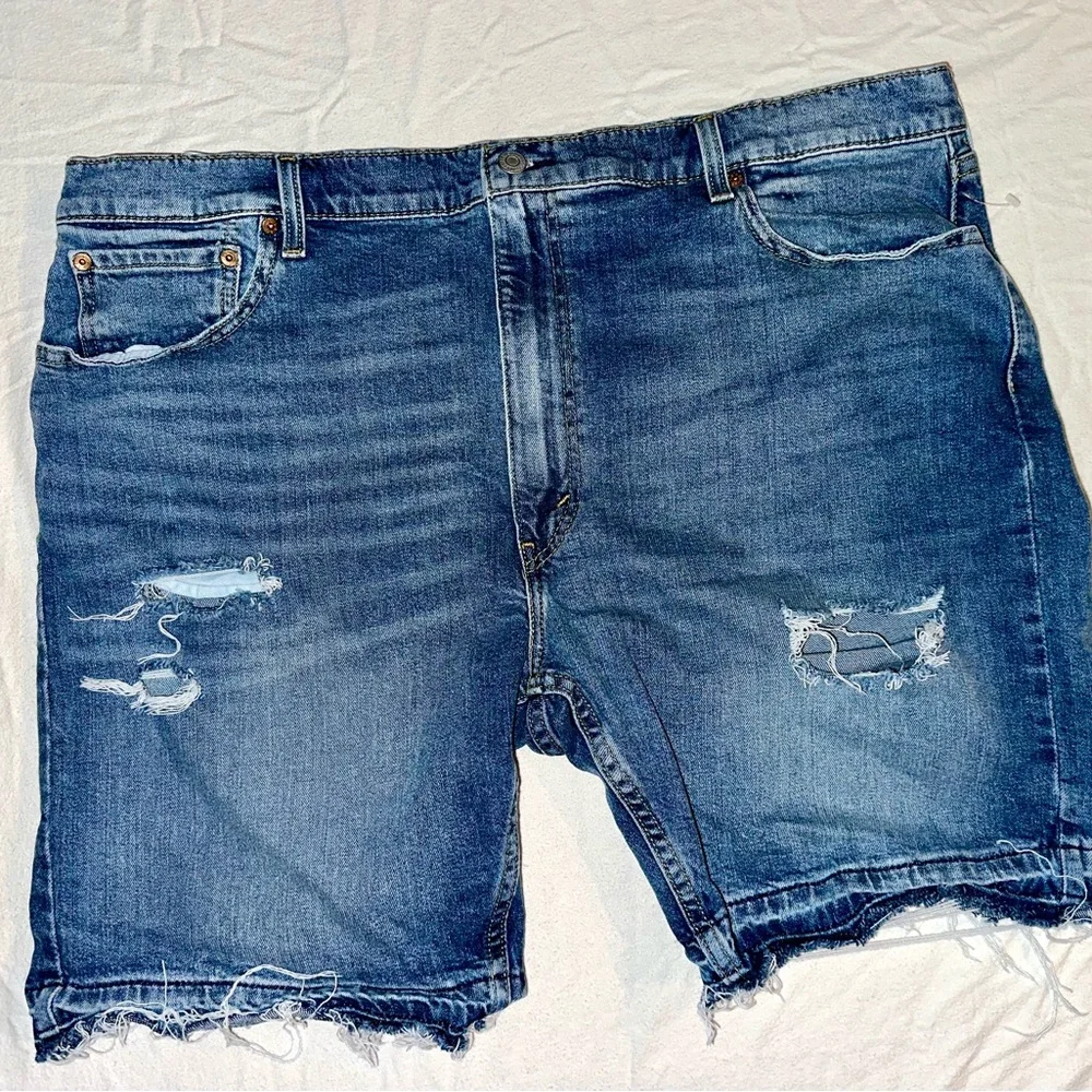 44 - Levi's 412 Distressed Blue Jean Shorts Jorts Men’s Slim Fit Size 44 - Picture 2 of 11